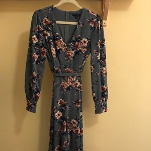 Long sleeved wide leg floral jumpsuit